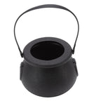 Candy Bucket Plastic Black Portable Cauldron Kettle Halloween Party Decoration with Handle for Kids