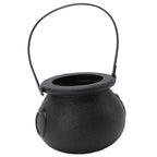 Candy Bucket Plastic Black Portable Cauldron Kettle Halloween Party Decoration with Handle for Kids
