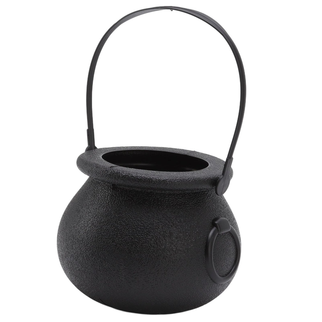 Candy Bucket Plastic Black Portable Cauldron Kettle Halloween Party Decoration with Handle for Kids