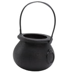 Candy Bucket Plastic Black Portable Cauldron Kettle Halloween Party Decoration with Handle for Kids