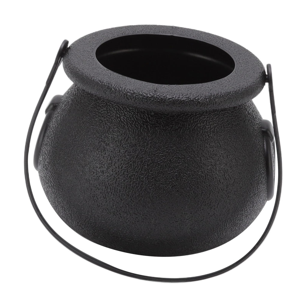 Candy Bucket Plastic Black Portable Cauldron Kettle Halloween Party Decoration with Handle for Kids