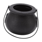 Candy Bucket Plastic Black Portable Cauldron Kettle Halloween Party Decoration with Handle for Kids