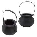 Candy Bucket Plastic Black Portable Cauldron Kettle Halloween Party Decoration with Handle for Kids