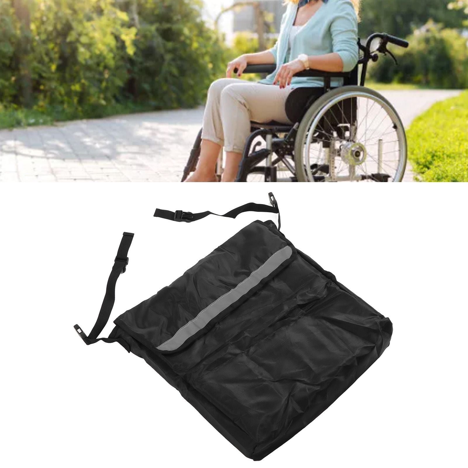 Wheelchair Backpack Bag Electric Wheel Chair Accessories Pouch for Back of Chair Black