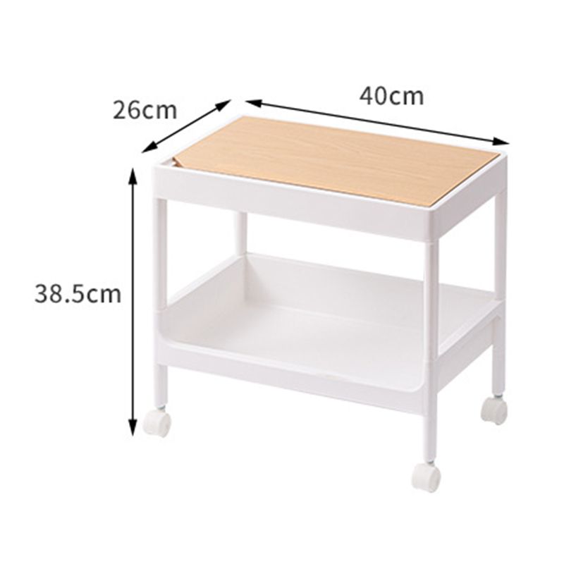 Rolling Cart Large Capacity Eco Friendly PP MDF Sturdy Construction Space Saving Utility Cart For Beauty Salon Dormitory 2 Tier, with Cover and Wheel