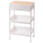 Rolling Cart Large Capacity Eco Friendly PP MDF Sturdy Construction Space Saving Utility Cart For Beauty Salon Dormitory 3 Tier, with Cover and Wheel