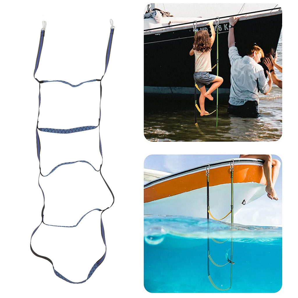 Boat Marine Rope Ladder Boarding Rope Ladder for Inflatable Boat Kayak Motorboat Canoeing Blue 5 Stairs