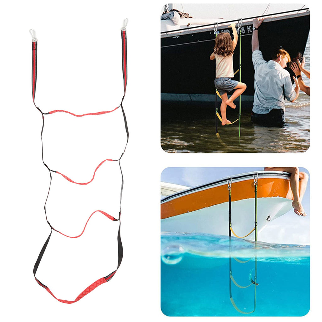 Boat Marine Rope Ladder Boarding Rope Ladder for Inflatable Boat Kayak Motorboat Canoeing Red 4 Stairs