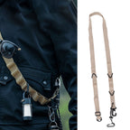 Shoulder Strap Canvas Multipurpose 24 Holes Adjustable Hanging Camping Clothesline Lanyard for Outdoor Clothes Khaki