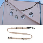 Shoulder Strap Canvas Multipurpose 24 Holes Adjustable Hanging Camping Clothesline Lanyard for Outdoor Clothes Khaki