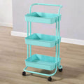 Heavy Duty 3 Tier Utility Rolling Cart Stylish Multifunctional Storage Organizer for Kitchen Bathroom Living Room Blue