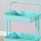 Heavy Duty 3 Tier Utility Rolling Cart Stylish Multifunctional Storage Organizer for Kitchen Bathroom Living Room Blue