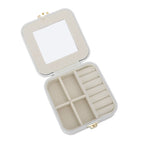 Jewelry Case Small Jewelry Box Organizer Display Storage Portable for Rings and Earrings Beige