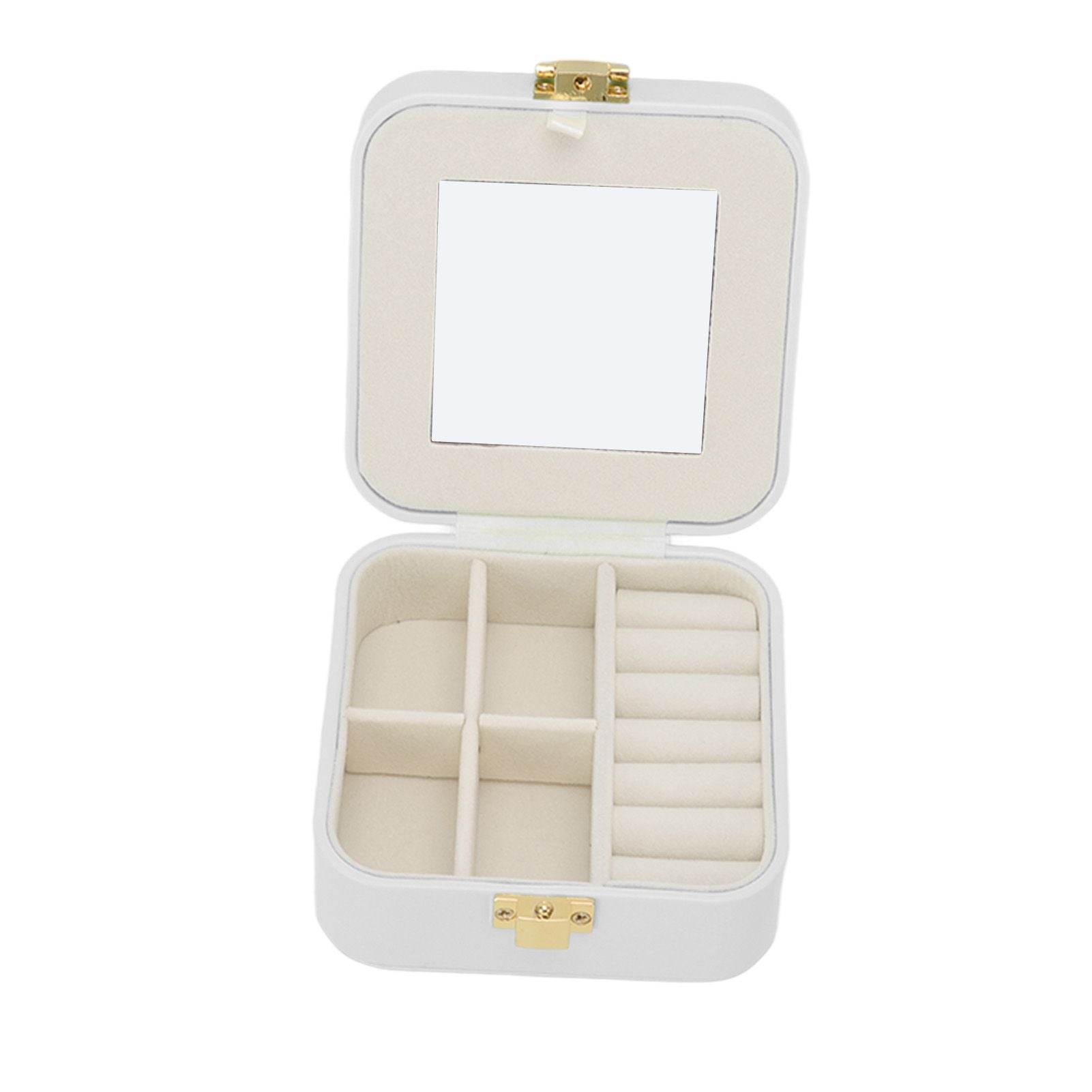 Jewelry Case Small Jewelry Box Organizer Display Storage Portable for Rings and Earrings Beige