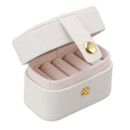 Mini Ring Storage Box PU Leather Small Jewelry Box Organizer Small Travel Earring Case White