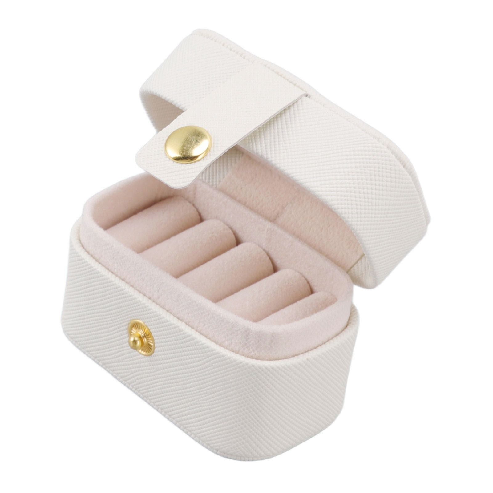 Mini Ring Storage Box PU Leather Small Jewelry Box Organizer Small Travel Earring Case White