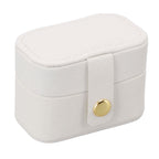 Mini Ring Storage Box PU Leather Small Jewelry Box Organizer Small Travel Earring Case White