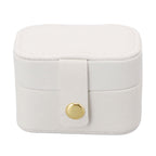 Mini Ring Storage Box PU Leather Small Jewelry Box Organizer Small Travel Earring Case White