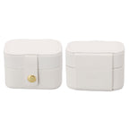 Mini Ring Storage Box PU Leather Small Jewelry Box Organizer Small Travel Earring Case White