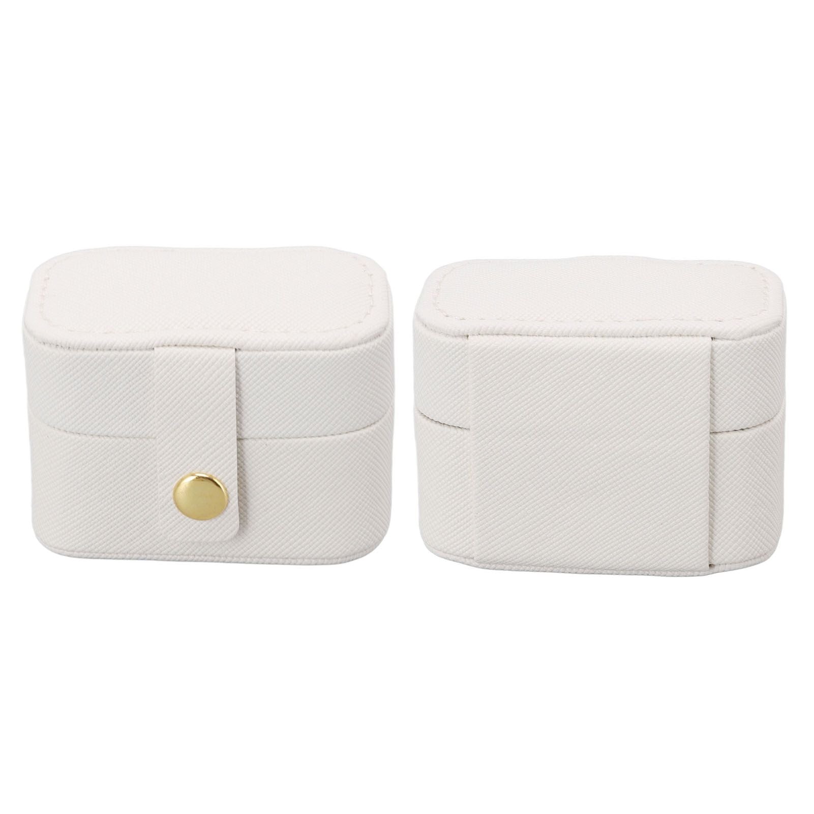 Mini Ring Storage Box PU Leather Small Jewelry Box Organizer Small Travel Earring Case White