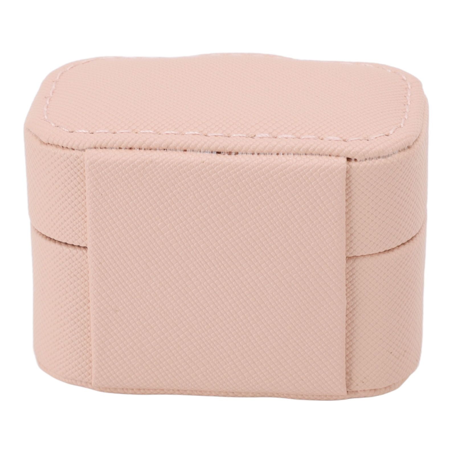 Mini Ring Storage Box PU Leather Small Jewelry Box Organizer Small Travel Earring Case Pink