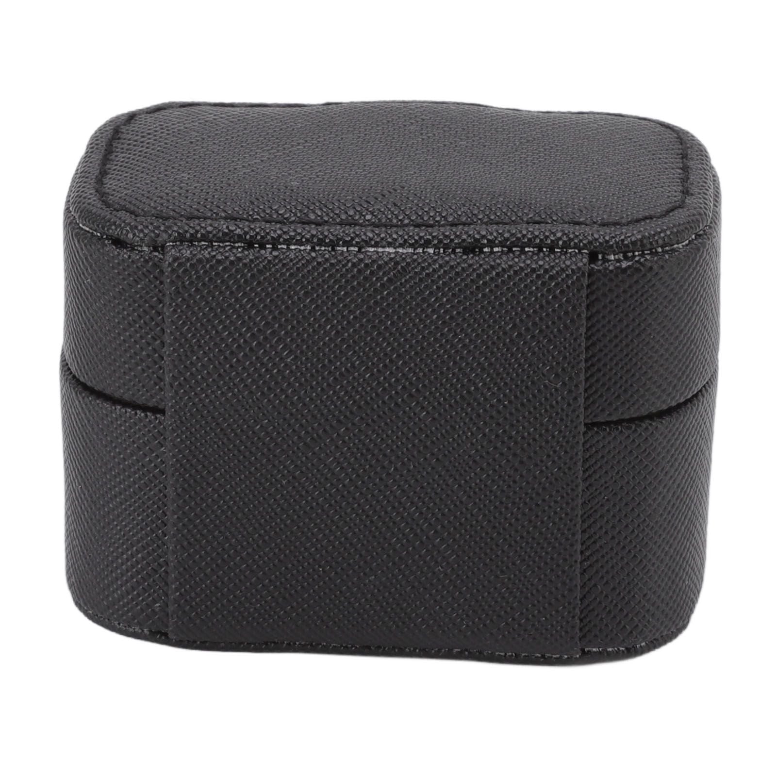 Mini Ring Storage Box PU Leather Small Jewelry Box Organizer Small Travel Earring Case Black
