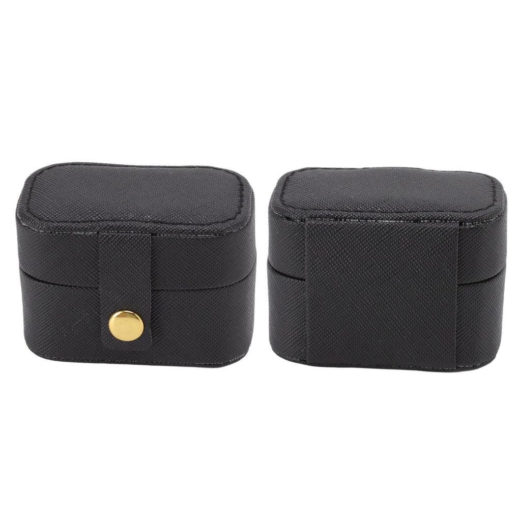 Mini Ring Storage Box PU Leather Small Jewelry Box Organizer Small Travel Earring Case Black