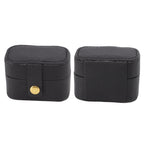 Mini Ring Storage Box PU Leather Small Jewelry Box Organizer Small Travel Earring Case Black