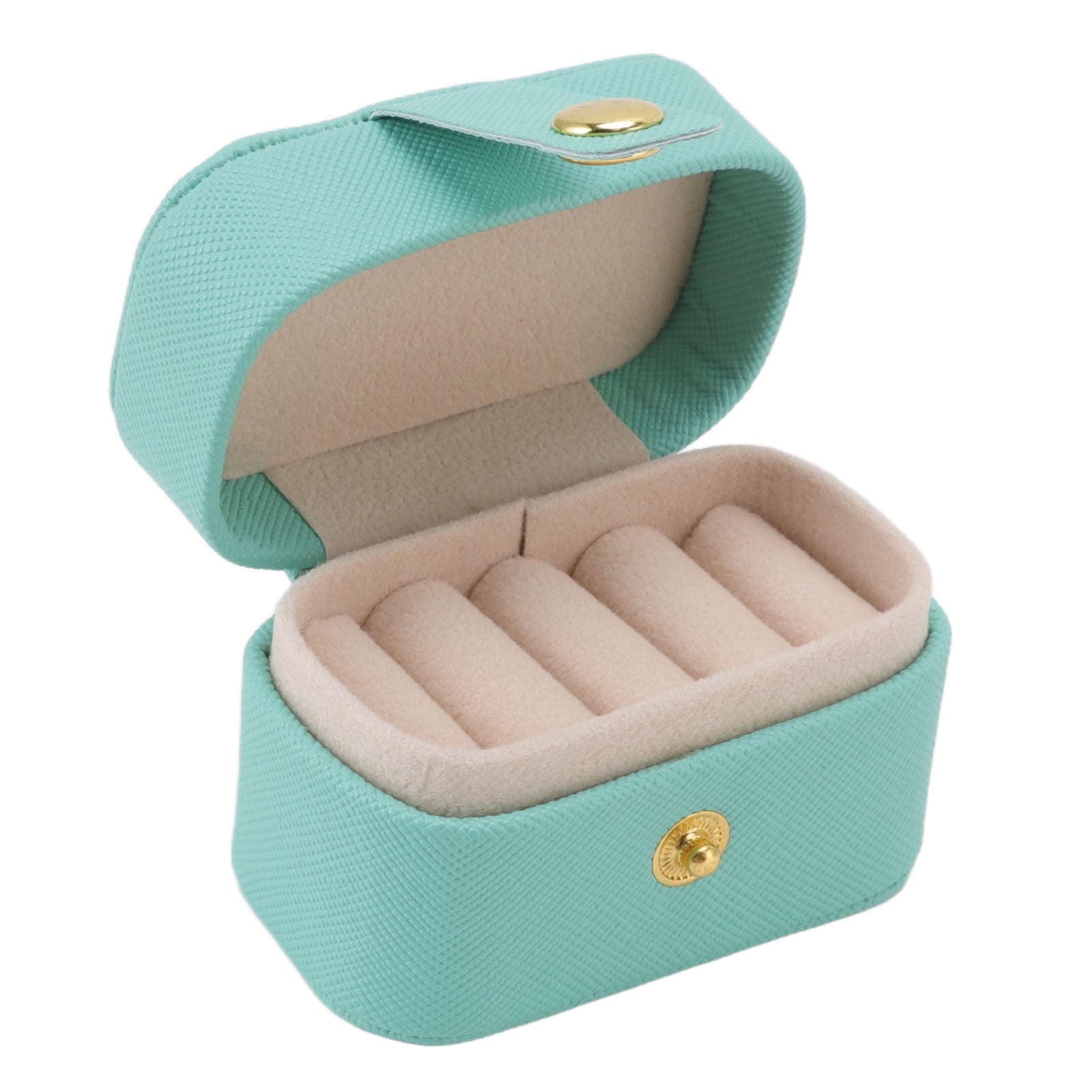 Mini Ring Storage Box PU Leather Small Jewelry Box Organizer Small Travel Earring Case Blue