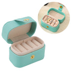 Mini Ring Storage Box PU Leather Small Jewelry Box Organizer Small Travel Earring Case Blue