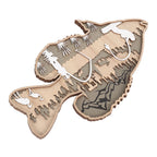 Wooden Hollowed Fish Figurine Multilayer Boxwood Decorative Wooden Hollowed Fish Striped for Home Office Canteen Bass