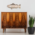 Wooden Hollowed Fish Figurine Multilayer Boxwood Decorative Wooden Hollowed Fish Striped for Home Office Canteen Salmon