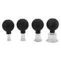 4Pcs Glass Cupping Set Black Silicone Ball Massage Vacuum Suction Cupping for Facial Skin