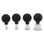 4Pcs Glass Cupping Set Black Silicone Ball Massage Vacuum Suction Cupping for Facial Skin