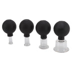 4Pcs Glass Cupping Set Black Silicone Ball Massage Vacuum Suction Cupping for Facial Skin