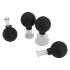 4Pcs Glass Cupping Set Black Silicone Ball Massage Vacuum Suction Cupping for Facial Skin