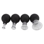 4Pcs Glass Cupping Set Black Silicone Ball Massage Vacuum Suction Cupping for Facial Skin