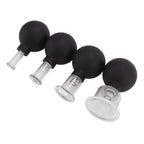 4Pcs Glass Cupping Set Black Silicone Ball Massage Vacuum Suction Cupping for Facial Skin