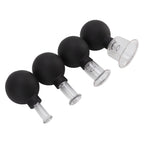 4Pcs Glass Cupping Set Black Silicone Ball Massage Vacuum Suction Cupping for Facial Skin