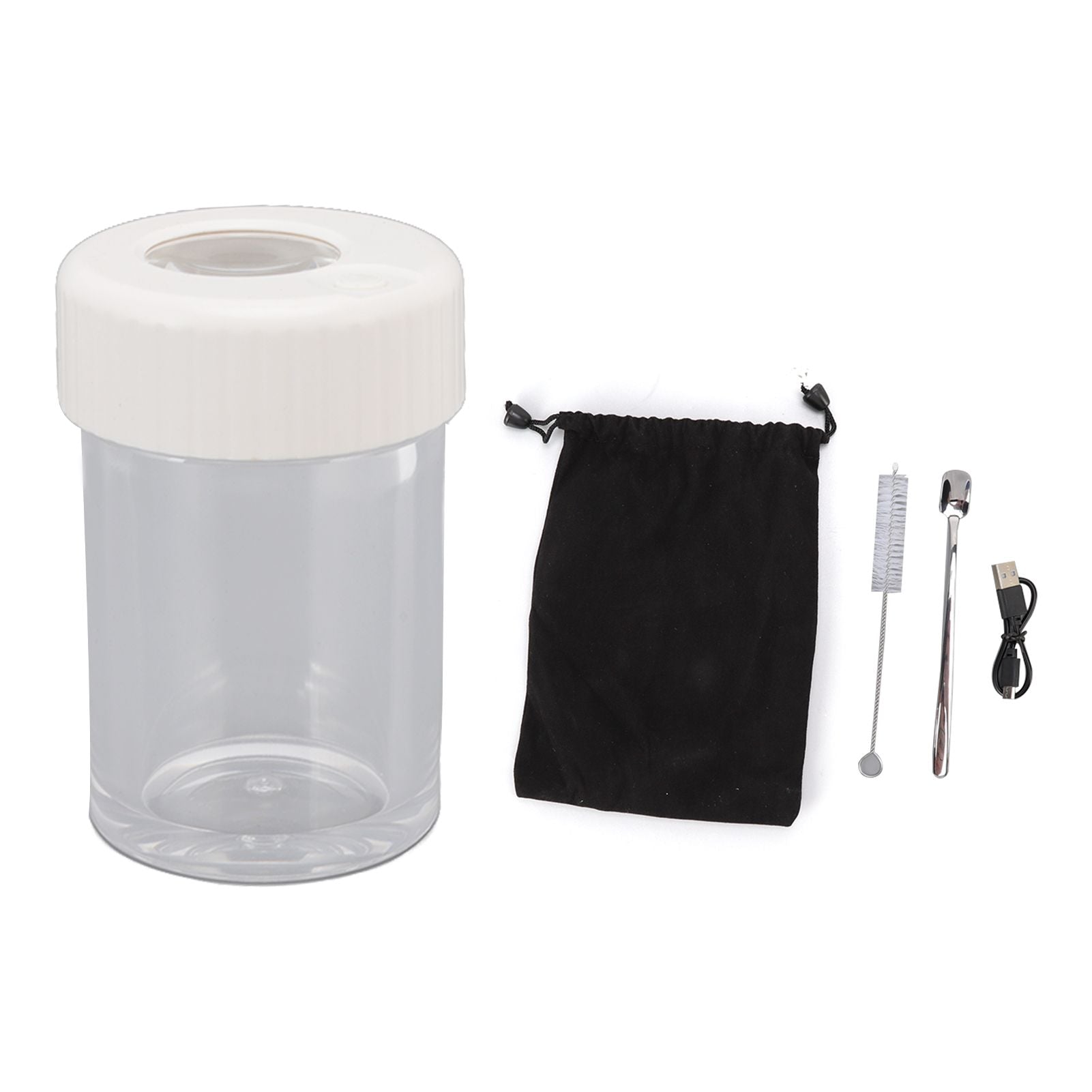 Magnifying Viewing Jar Multifunction Waterproof Magnifying Glass Storage Jar with LED Light for Home Travel White