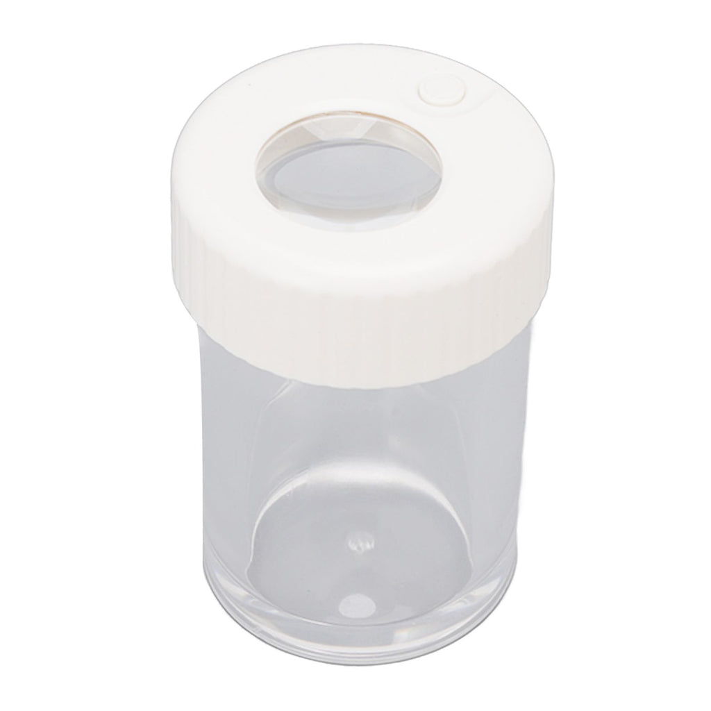 Magnifying Viewing Jar Multifunction Waterproof Magnifying Glass Storage Jar with LED Light for Home Travel White