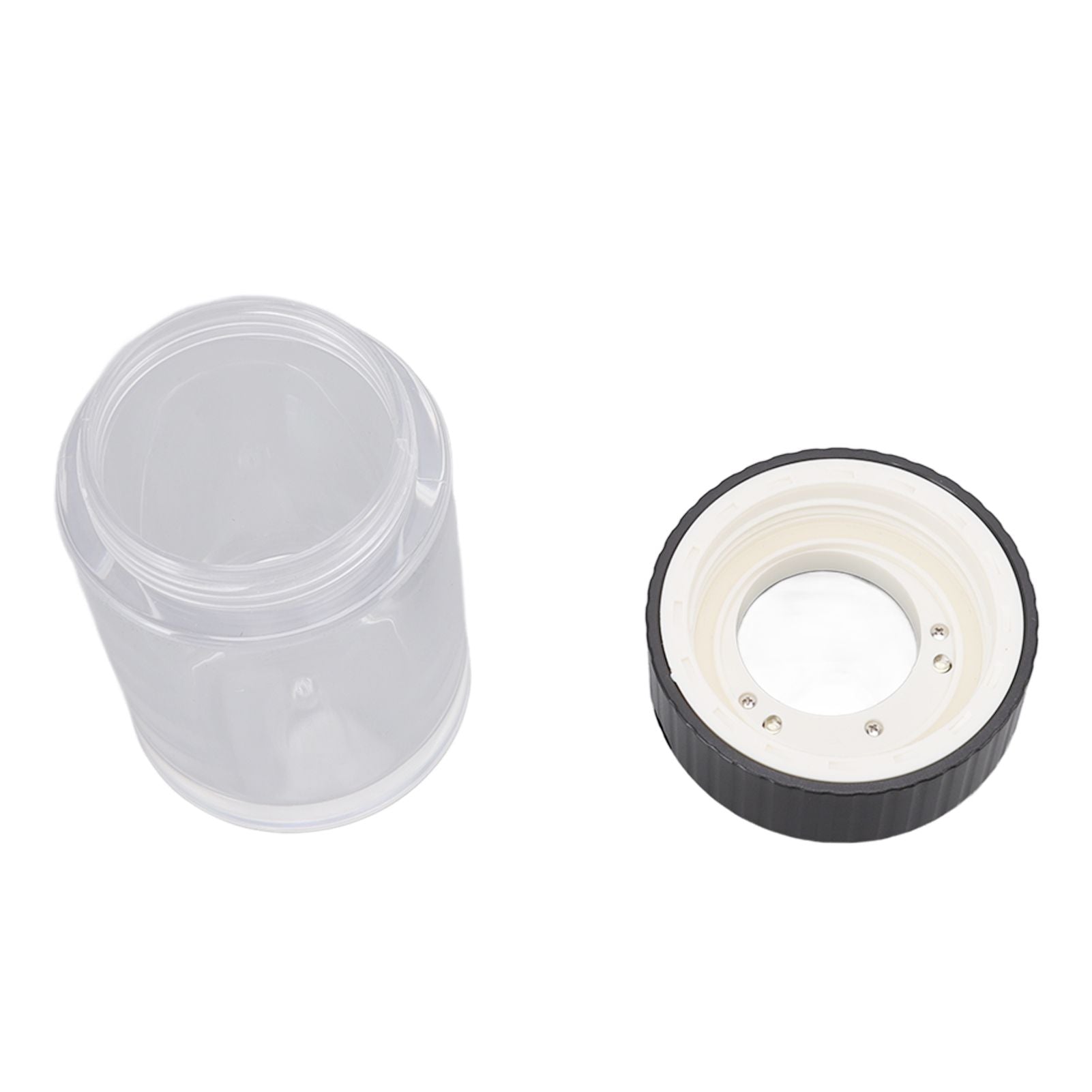 Magnifying Viewing Jar Multifunction Waterproof Magnifying Glass Storage Jar with LED Light for Home Travel Black