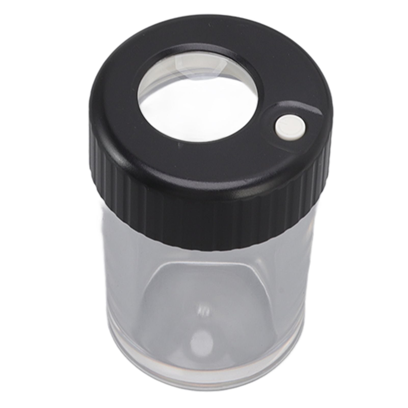 Magnifying Viewing Jar Multifunction Waterproof Magnifying Glass Storage Jar with LED Light for Home Travel Black