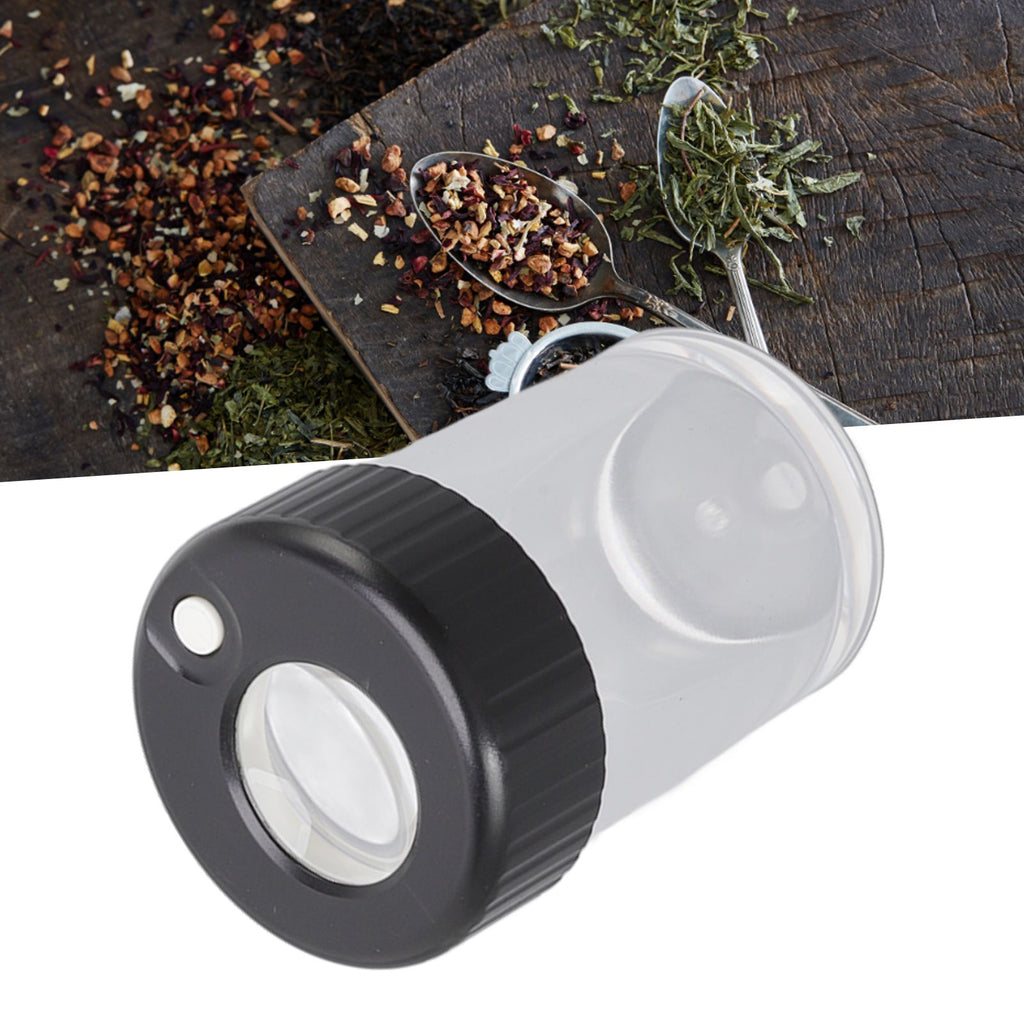 Magnifying Viewing Jar Multifunction Waterproof Magnifying Glass Storage Jar with LED Light for Home Travel Black