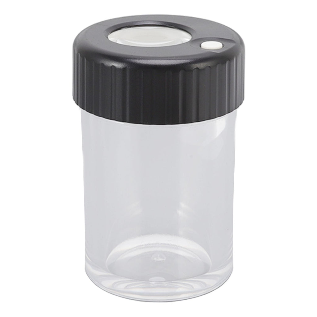 Magnifying Viewing Jar Multifunction Waterproof Magnifying Glass Storage Jar with LED Light for Home Travel Black