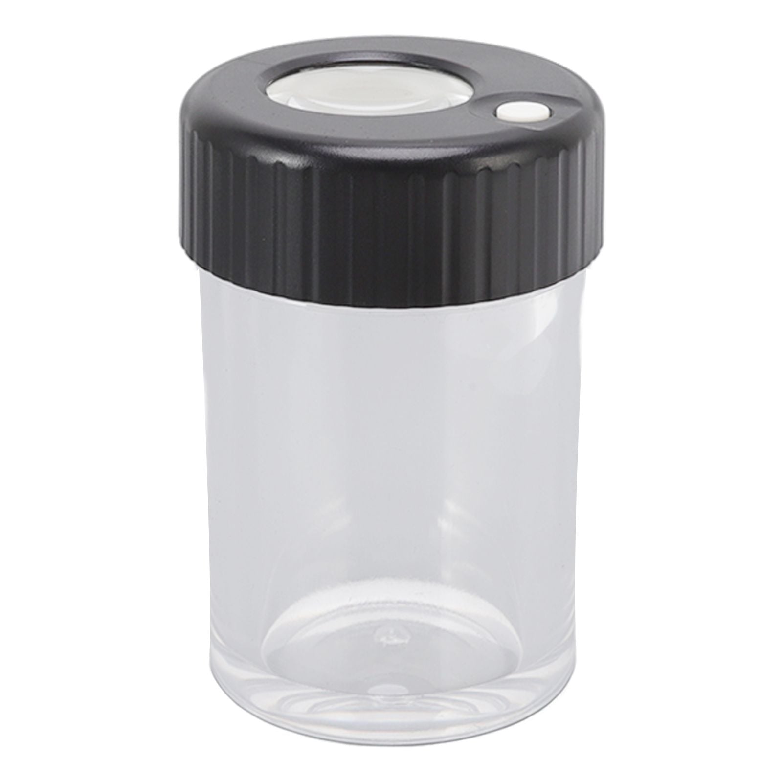 Magnifying Viewing Jar Multifunction Waterproof Magnifying Glass Storage Jar with LED Light for Home Travel Black
