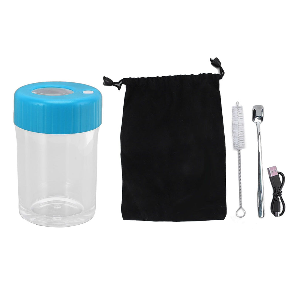 Magnifying Viewing Jar Multifunctional Waterproof Portable Magnifying Glass Storage Jar with LED Light for Tobacco Blue