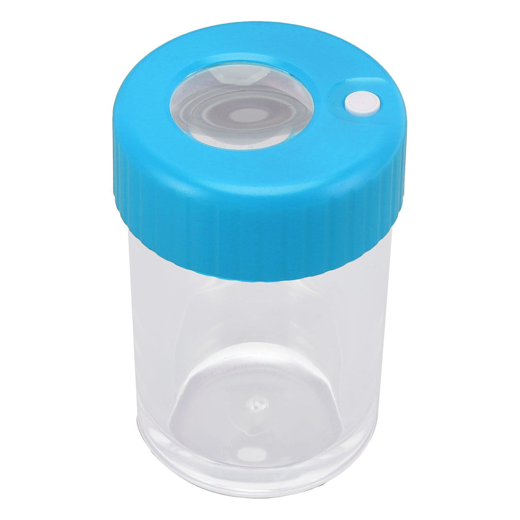 Magnifying Viewing Jar Multifunctional Waterproof Portable Magnifying Glass Storage Jar with LED Light for Tobacco Blue