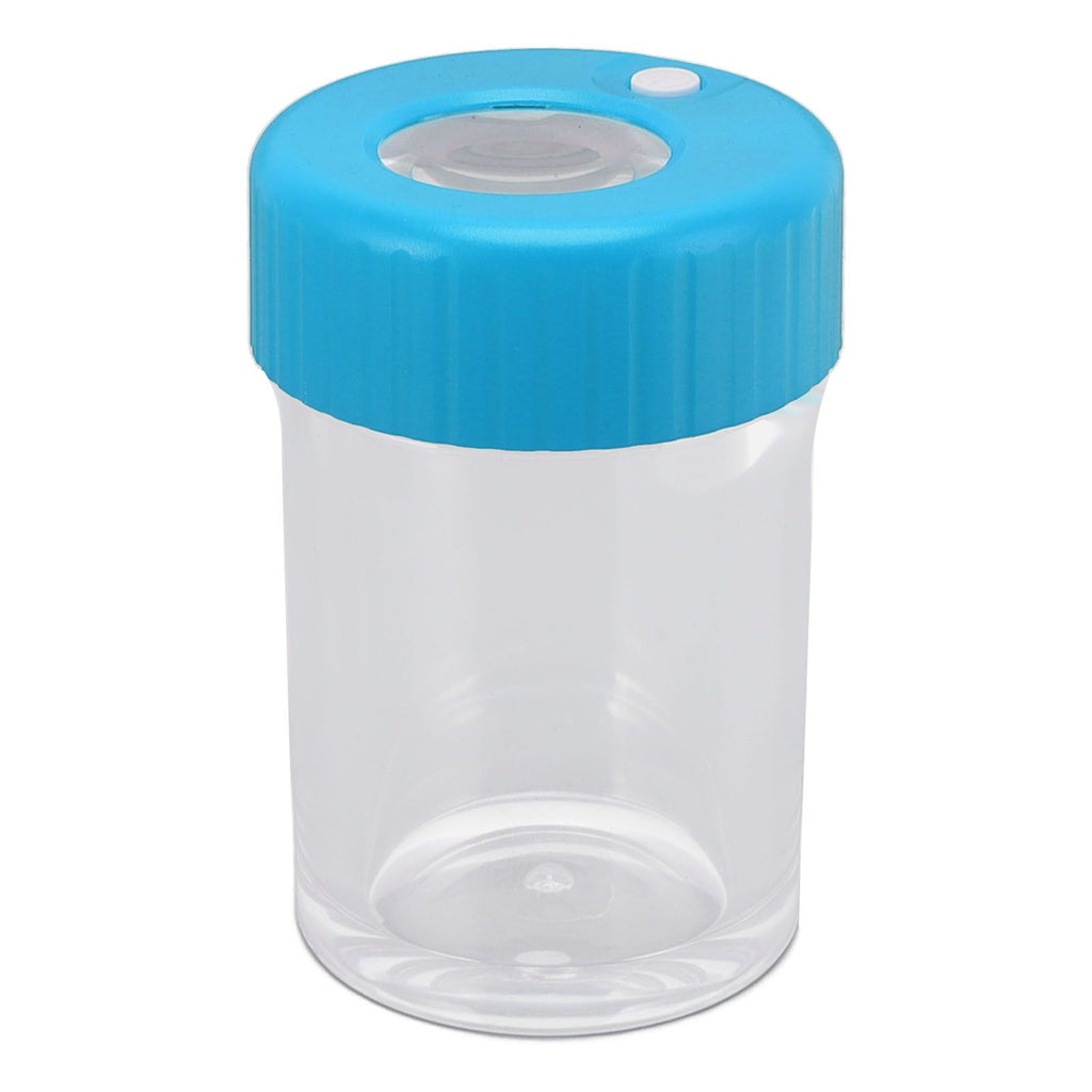 Magnifying Viewing Jar Multifunctional Waterproof Portable Magnifying Glass Storage Jar with LED Light for Tobacco Blue