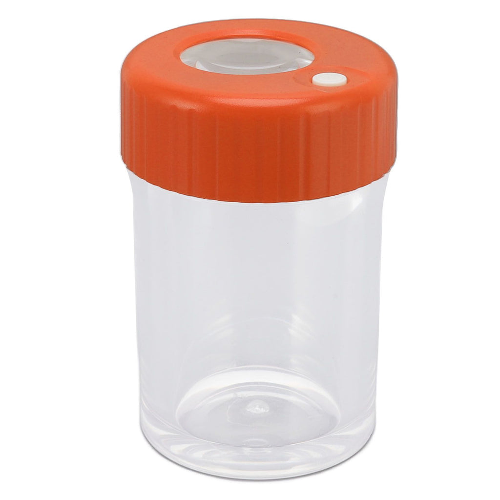 Magnifying Viewing Jar Multifunctional Waterproof Portable Magnifying Glass Storage Jar with LED Light for Tobacco Orange